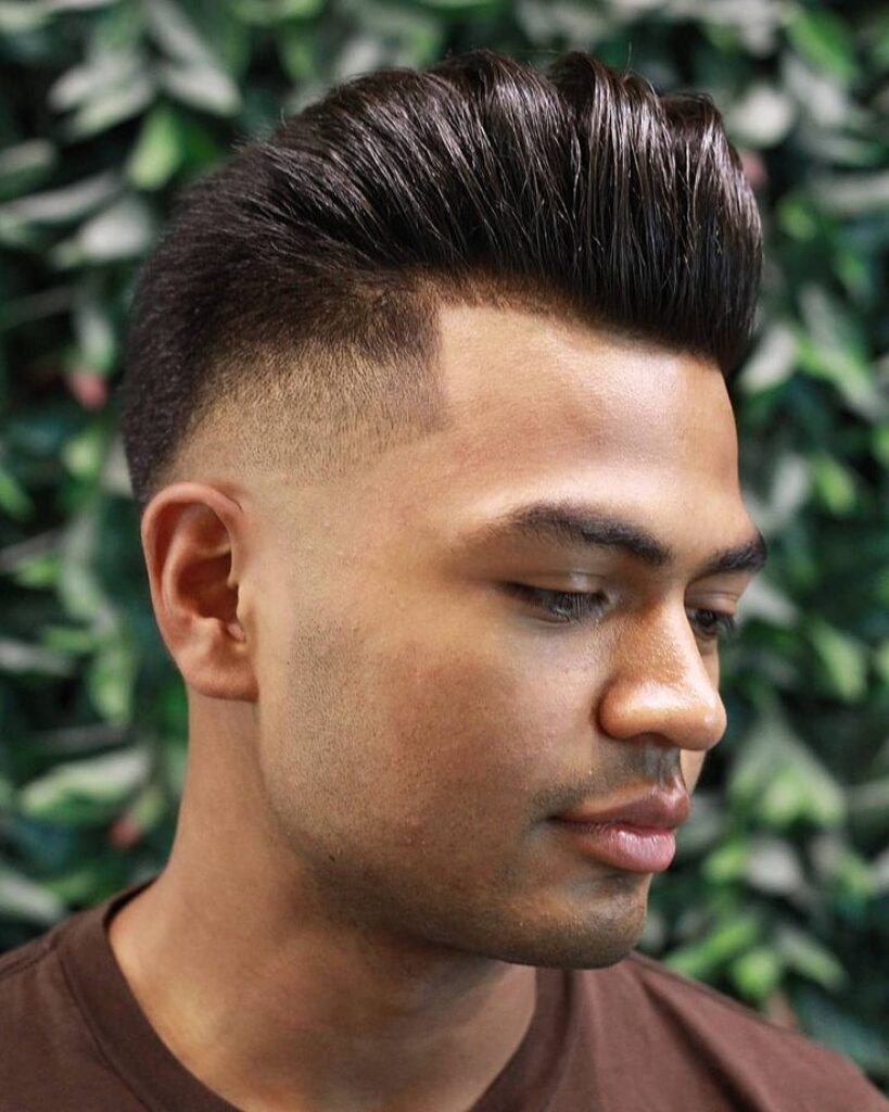 Tapered wavy pompadour