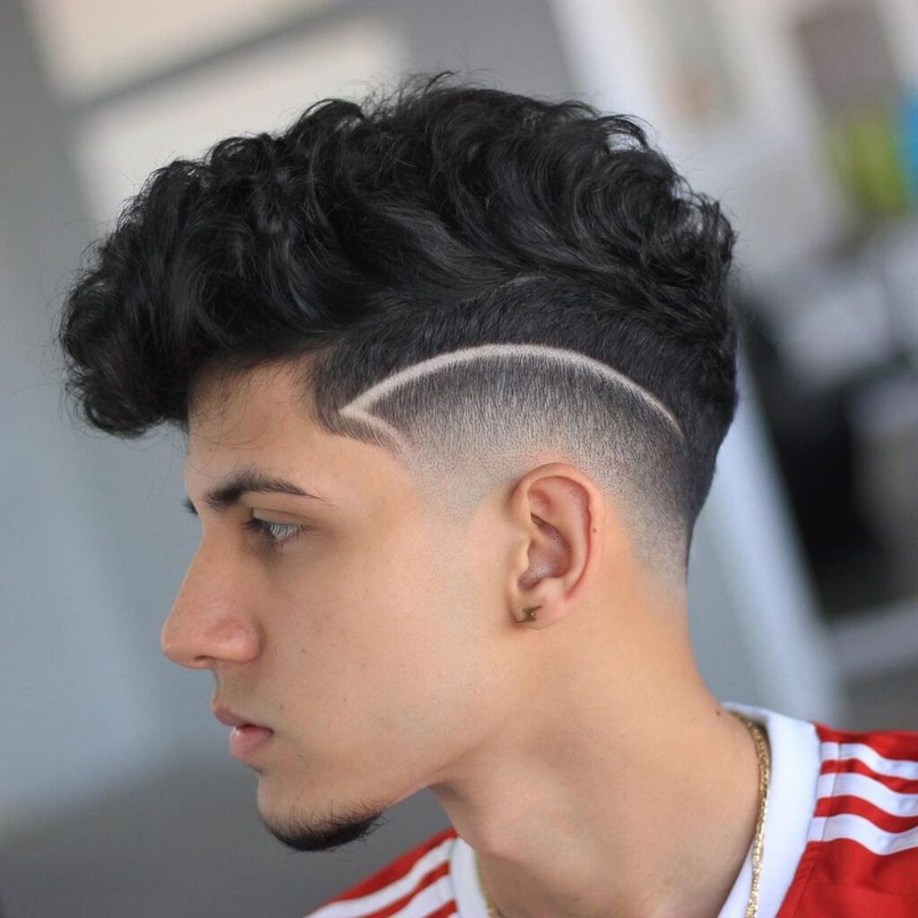 Curly Fade Side Part