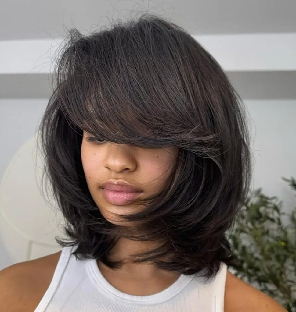 Layered Butterfly Bob with Highlights
