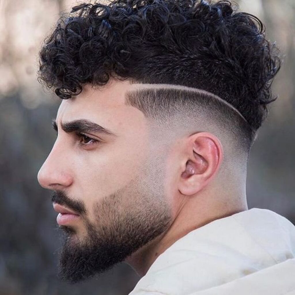 Short Sides and Long Top With Curly Fades