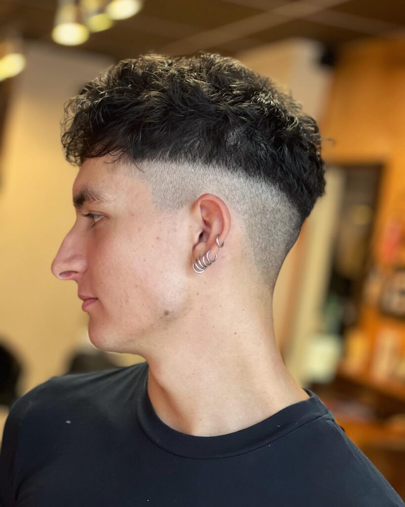 Curly Low Fade with Beard Fade