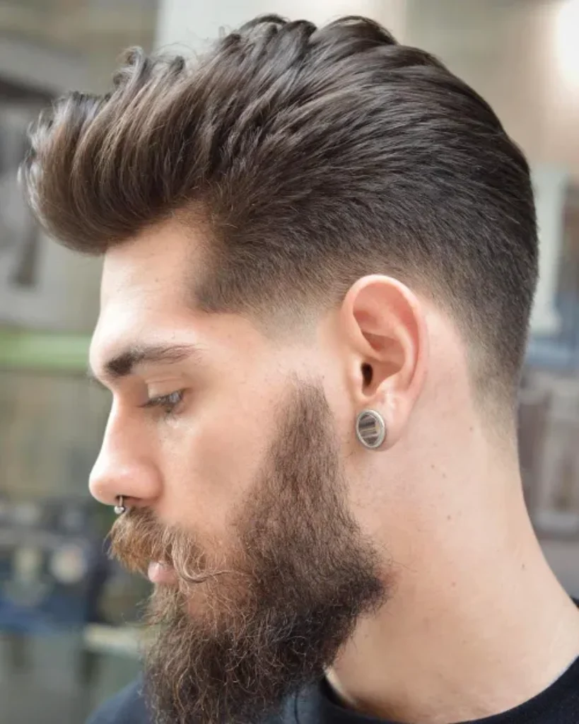 Sideburn Fade with Wavy Top