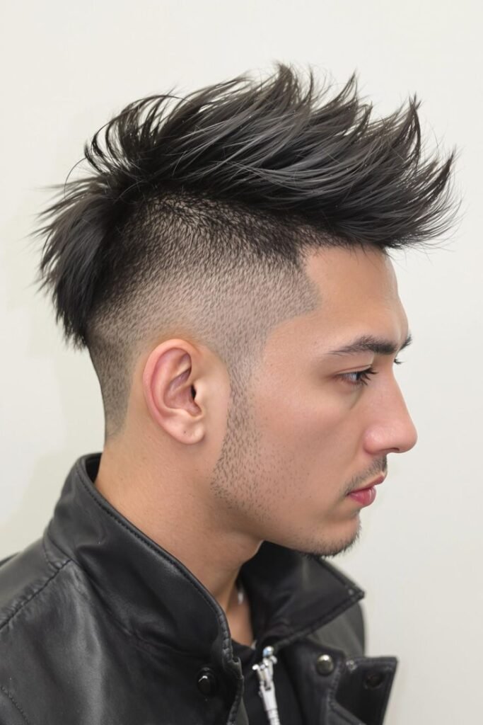 Spiked Men’s Hairstyle with Faded Sides