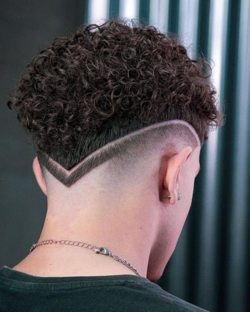 Shaved Lines with Curly Low Fade