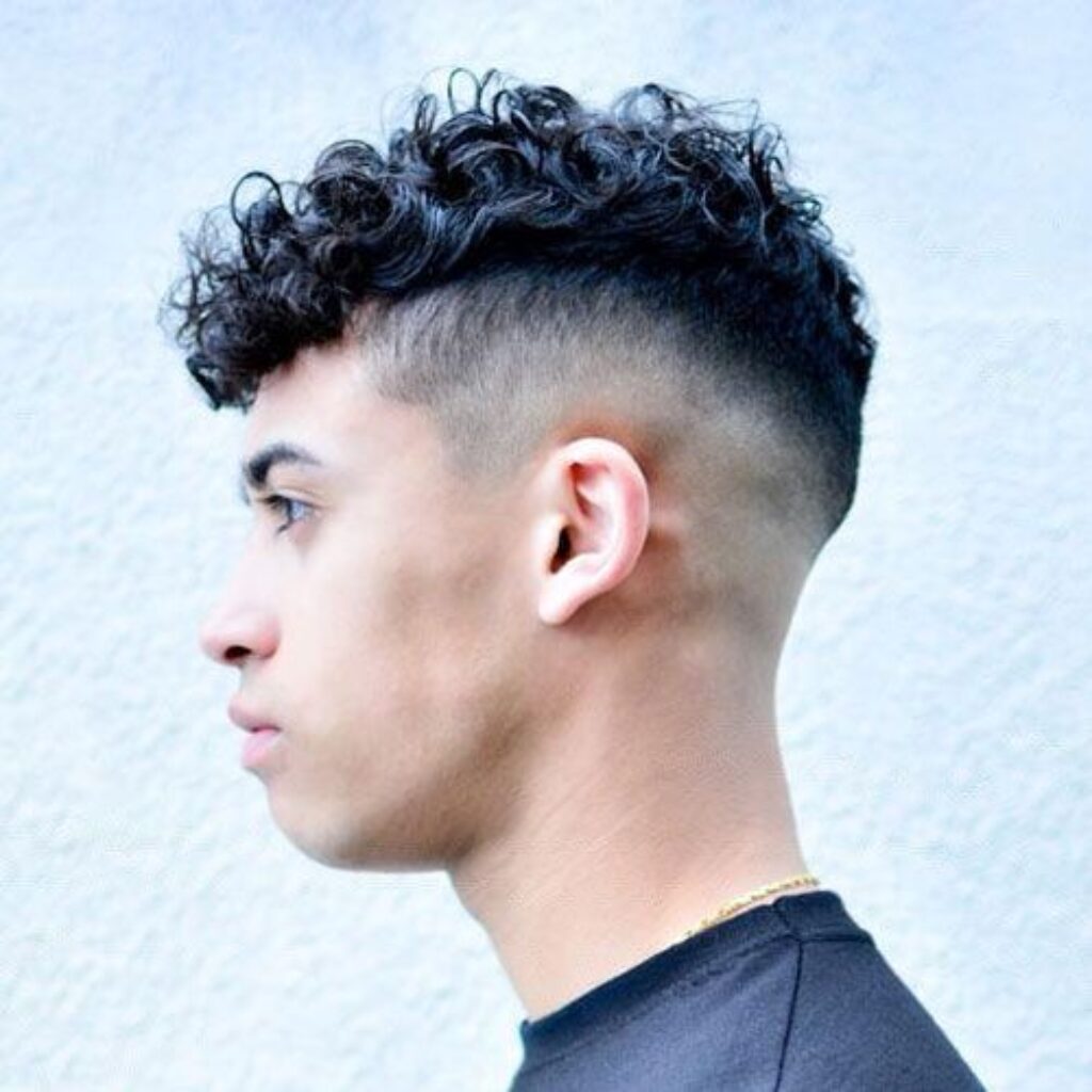 Low Fade with Curly Fringe