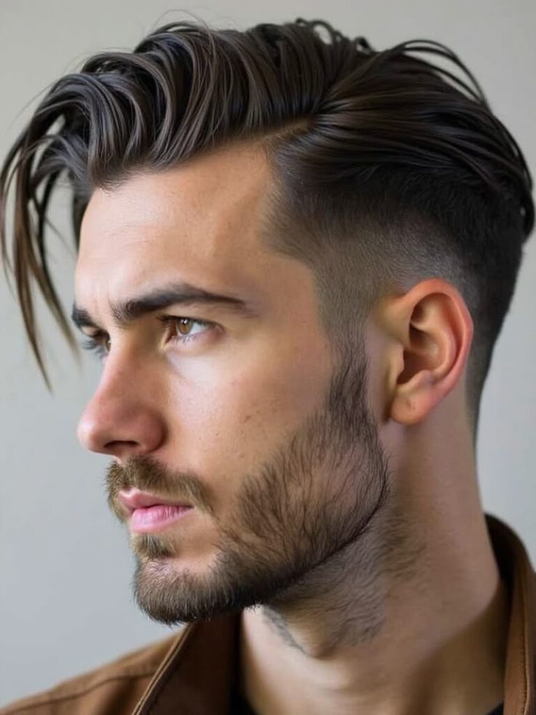Slicked-Back Side-Part Wavy Hair