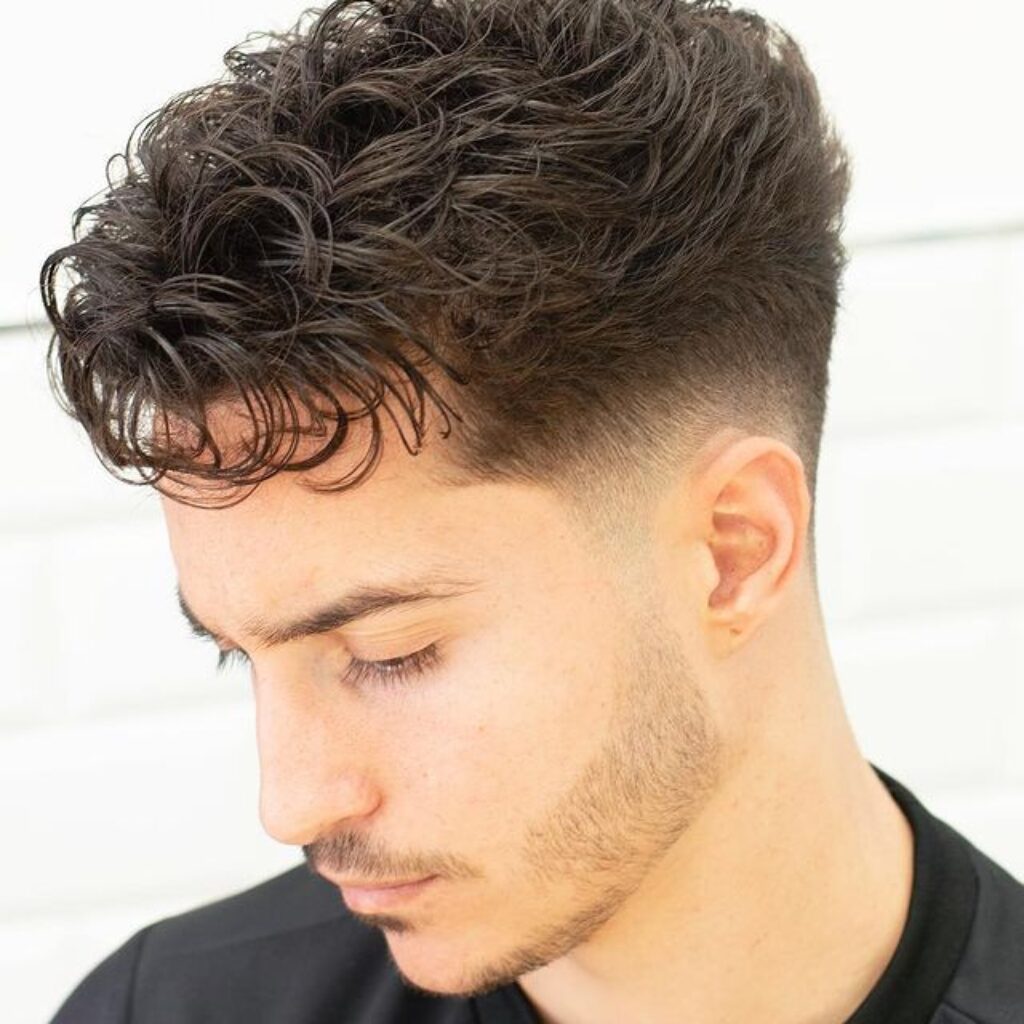 Wet Look Finished Curly Low Fade