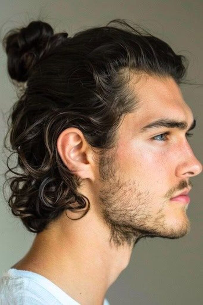 Half-up, half-down wavy hair
