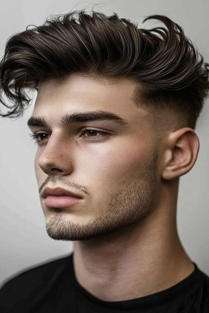 Textured Wavy Hair with Side Fade