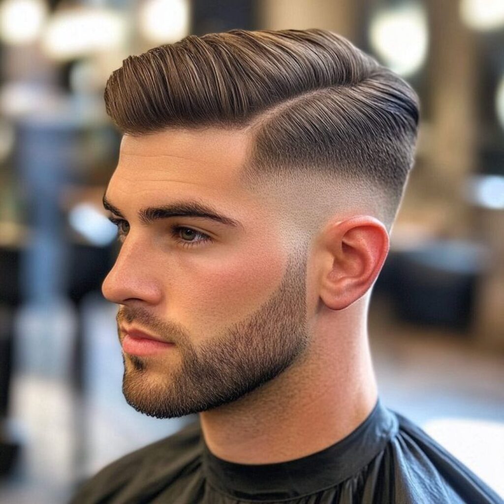 Low Fade With Side Part
