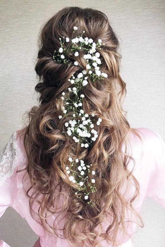 Curly Updo with Flowers