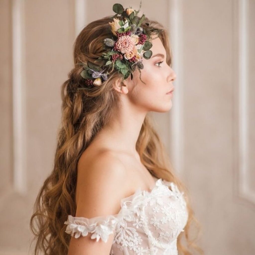 Beachy waves with a crown braid