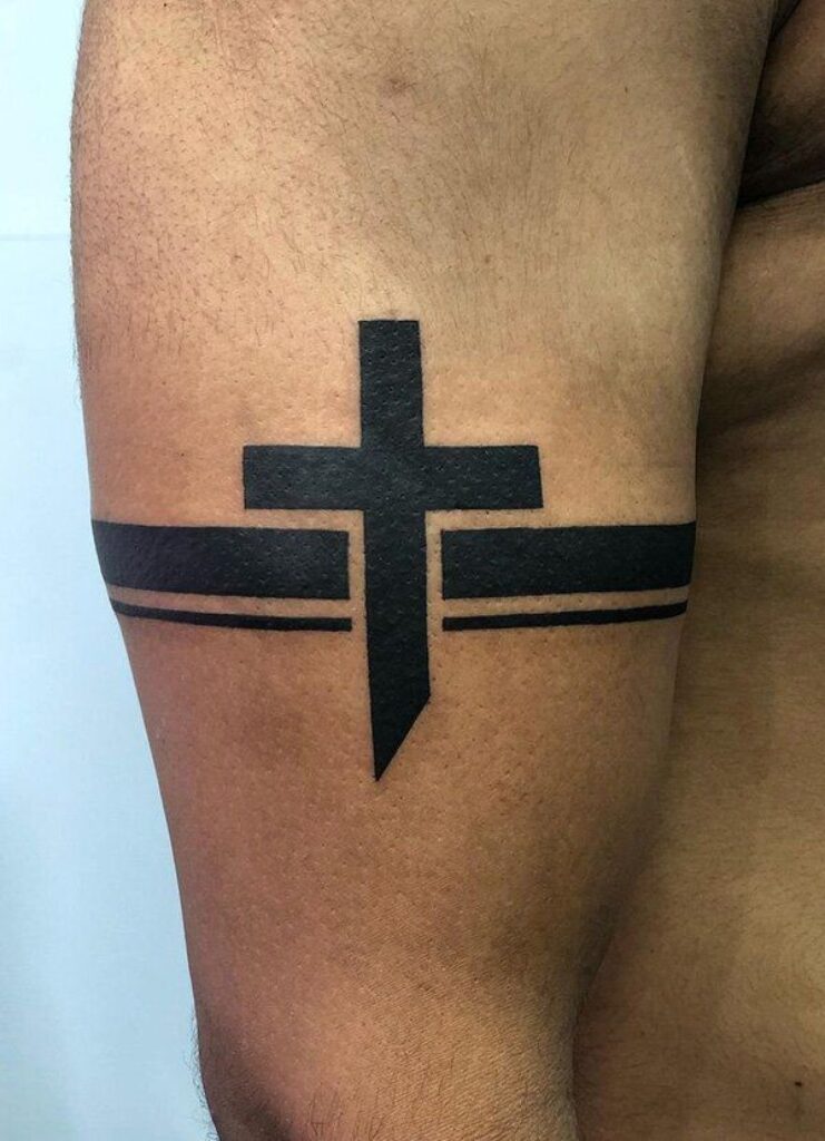 Cross Bicep Tattoos for Men