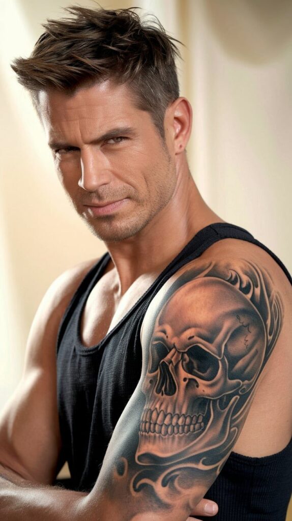 Skull Bicep Tattoos for Men