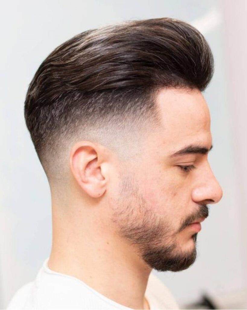 Modern Pompadour and Low Taper Fade