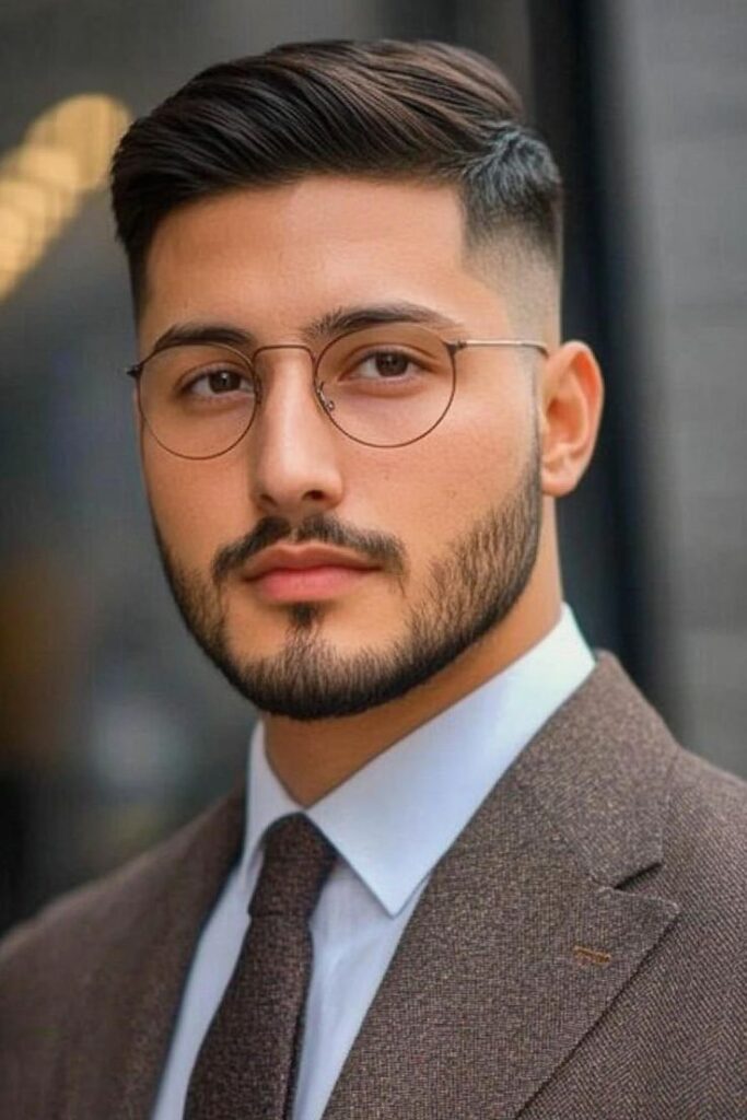 Comb Over with Low Taper Fade