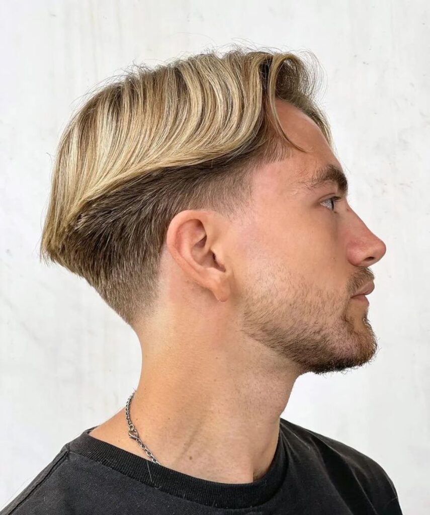 Short Blonde Waves with Taper Faded Sides