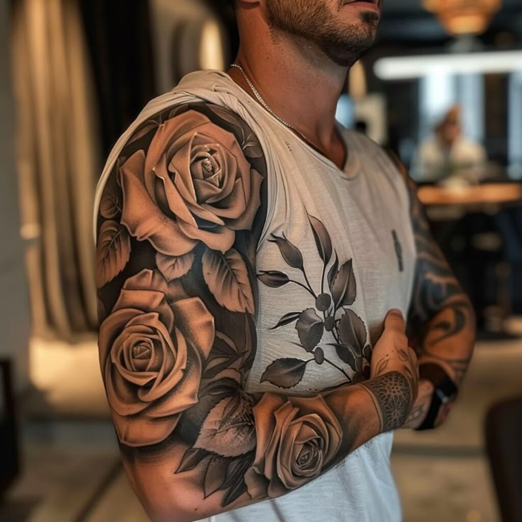 Rose Bicep Tattoos for Men