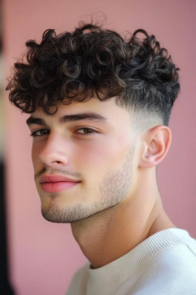 Curly Mid Fade.