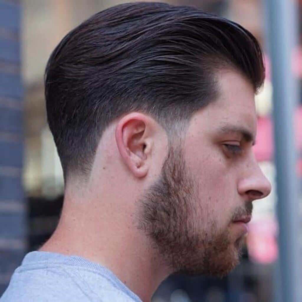 Low Fade Taper with Slick Back