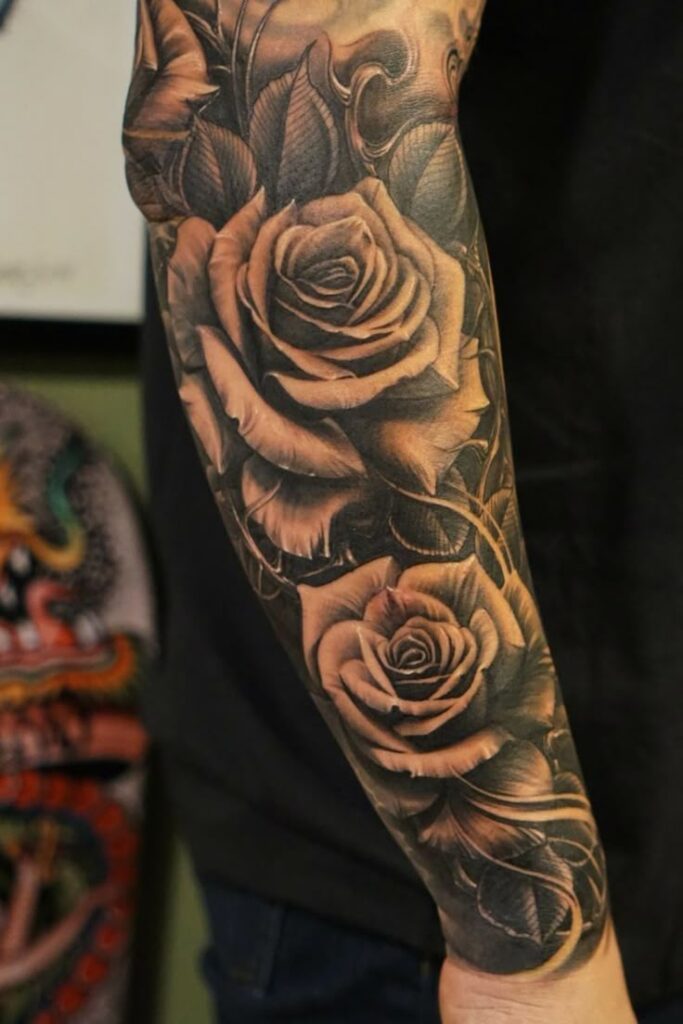 Forearm Rose Sleeve Tattoos