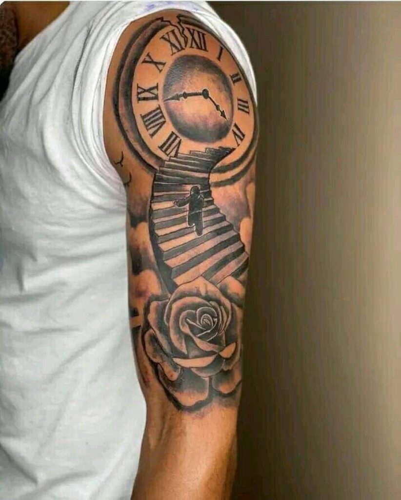 Clock Bicep Tattoos for Men
