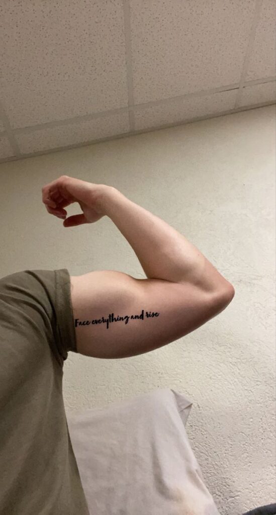 Word Bicep Tattoos for Men
