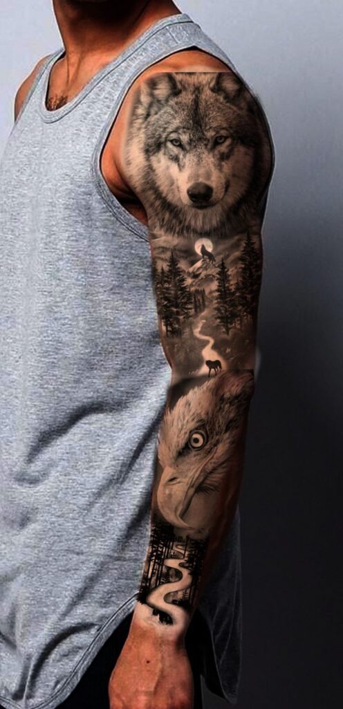 Wolf Bicep Tattoos for Men