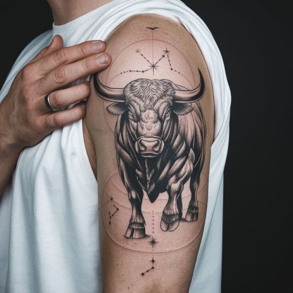 Bull Bicep Tattoos for Men