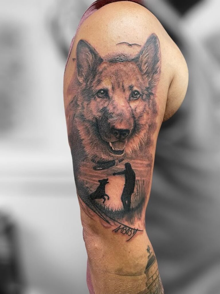 Dog Bicep Tattoos for Men
