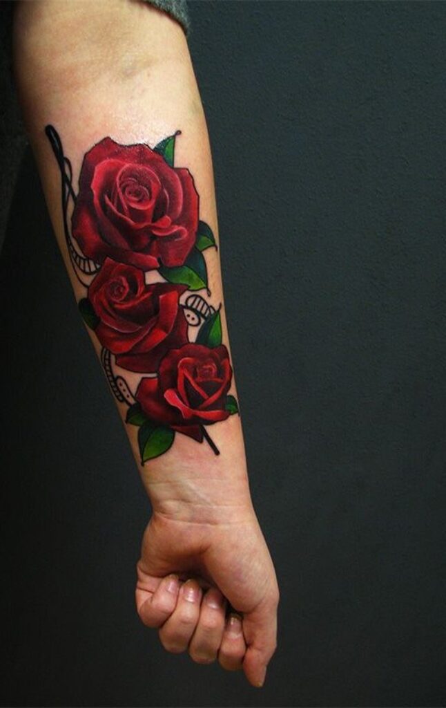 Classic Red Rose Tattoo